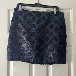 Black and Blue Sequin Polka Dot Mini Skirt
